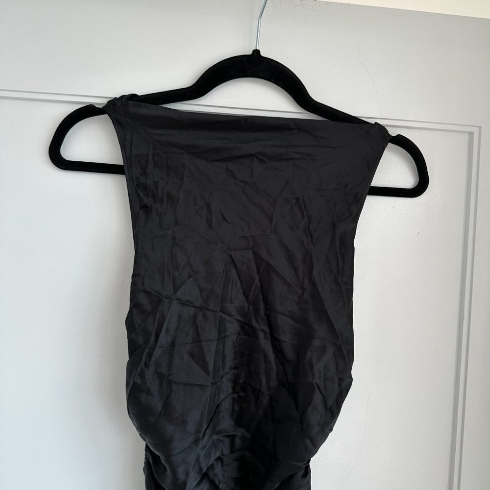 NWT Reformation Casette Midi Silk Dress Sz 2 Black Cowl Neck Cut-out Open Back - Picture 4 of 10